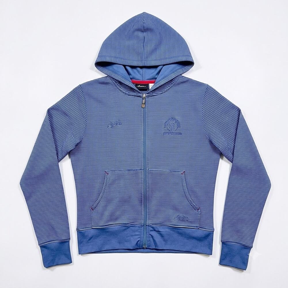 KAELIN 1/4 Zip Tech Hoodie Blue Stripe Hilton Head SC Tennis Womens Small
